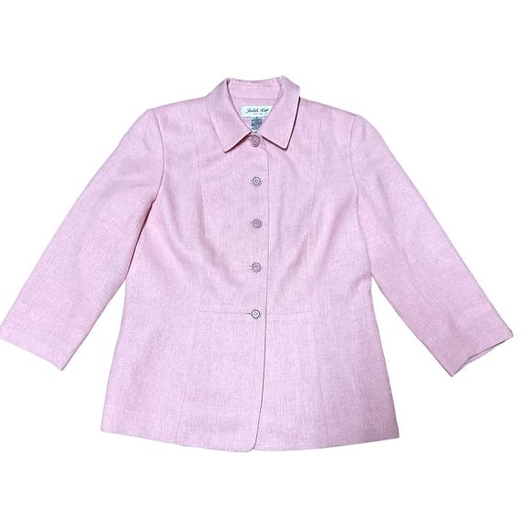 VTG PINK BARBIECORE BLAZER SIZE 6P FULLY LINED STRUCTURED JUDITH HART WOMENS - Picture 1 of 4